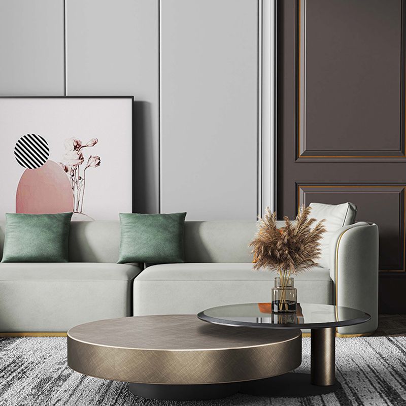 Modern Stainless Steel Solid Coffee Table Round Cocktail Table in Brass/Black Clearhalo 'Coffee & Accent Tables' 'Coffee Tables' 'coffee_tables' 'furn' 'furn_coffee_tables' 'Furniture' 'furniture_coffee_tables' 'Living Room Furniture' 1200x1200_f6e8285a-2503-400d-b30f-801d15e0b109