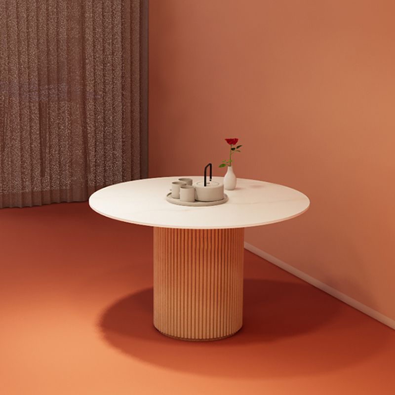 Simple Round Top Dining Table Solid Wood Base Dining Table for Living Room Clearhalo 'Dining Tables & Seating' 'Dining Tables' 'dining_table' 'furn' 'furn_dining_table' 'Furniture' 'furniture_dining_table' 'Kitchen & Dining Furniture' 'kitchen' 'kitchen_dining_table' 1200x1200_f6e94e1f-9e90-4827-89f5-8daa8f343646