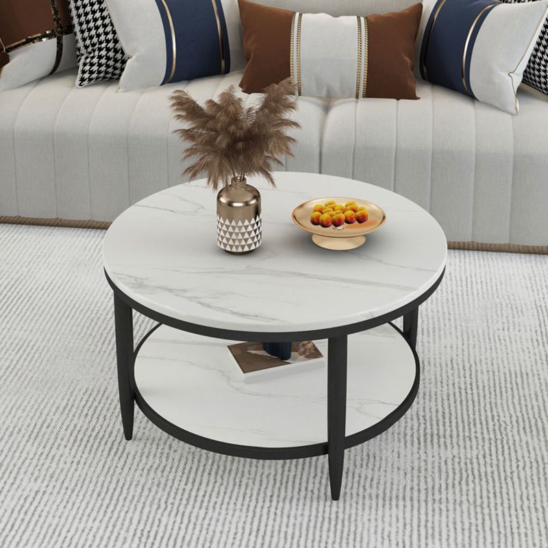 Slate Round Coffee Table Glam 4 Legs Coffee Table with Storage Clearhalo 'Coffee & Accent Tables' 'Coffee Tables' 'coffee_tables' 'furn' 'furn_coffee_tables' 'Furniture' 'Living Room Furniture' 1200x1200_f6ea5434-714c-4dcd-9d9d-4a78e640fc2d