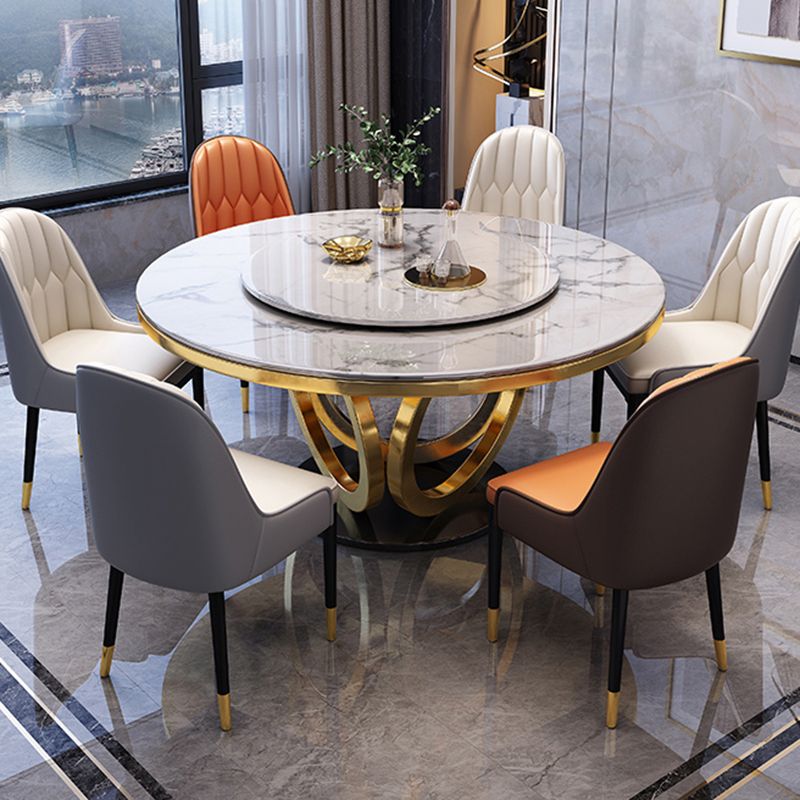 Sintered Stone Top Rotatable Round Tisch für Restaurant Luxus Esstisch Metall Basis