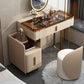 Modern Brown Glass Vanity Table with Stool Drawers Included Dressing Table