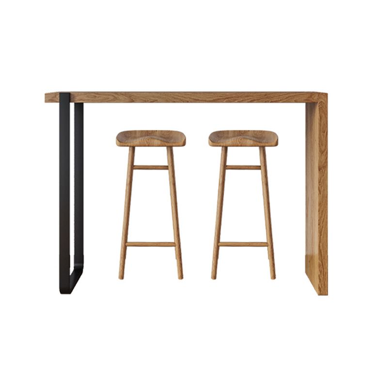 Juego de mesa de bar rectangular para interiores, mesa de bar de madera maciza de 1/3 piezas con taburete de bar sin respaldo