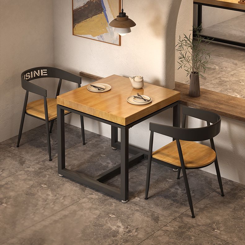 Industrial Style Solid Wood Dining Table Brown Square Table with Metal Base for Dinning Room Clearhalo ' dining_table' 'Dining Tables & Seating' 'Dining Tables' 'furn' 'furn_dining_table' 'Furniture' 'furniture_dining_table' 'Kitchen & Dining Furniture' 'kitchen&dining_furn' 'kitchen' 'kitchen_dining_table' 1200x1200_f6ebed08-c6e1-46a4-8a5a-de849b84f484