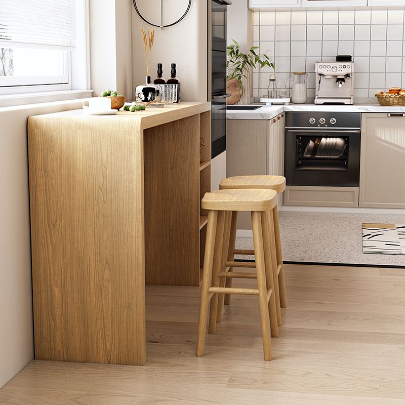 Moderner Bartisch, rechteckiger Bar-Esstisch aus massivem Holz mit doppeltem Sockel