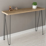 Modern Brown Wooden Bar Table Rectangle Dining Table for Kitchen Living Room Coffee Room