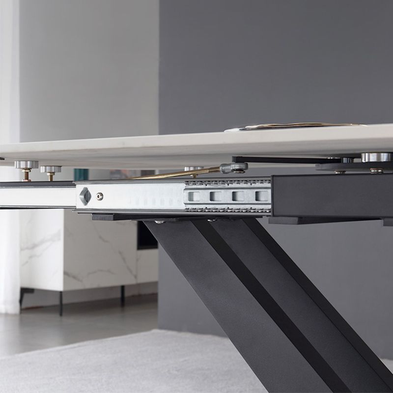 Modern Adjustable 1/4/5/7 Dining Table Set Rectangle Indoor Dinette Set in White Clearhalo 'Dining Room Sets' 'Dining Tables & Seating' 'dining_room_set' 'furn' 'furn_dining_room_set' 'Furniture' 'Kitchen & Dining Furniture' 1200x1200_f6f0f70f-50e8-4868-92d0-4587f073f8a9