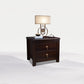 2 cajones Mesa nocturna contemporánea de madera sólida de madera espresso de madera