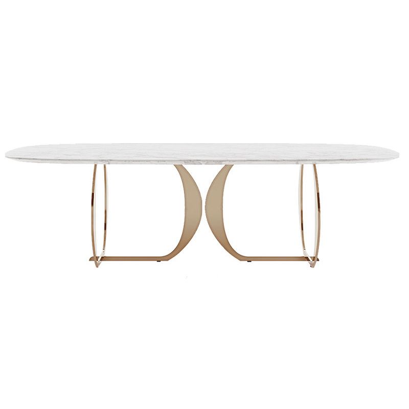 Traditional Luxury Dining Table Oval White Table with Gold Frame Clearhalo ' dining_table' 'Dining Tables & Seating' 'Dining Tables' 'furn' 'furn_dining_table' 'Furniture' 'furniture_dining_table' 'Kitchen & Dining Furniture' 'kitchen&dining_furn' 'kitchen' 'kitchen_dining_table' 1200x1200_f6f20271-8e29-4c88-893d-537f7678ee98