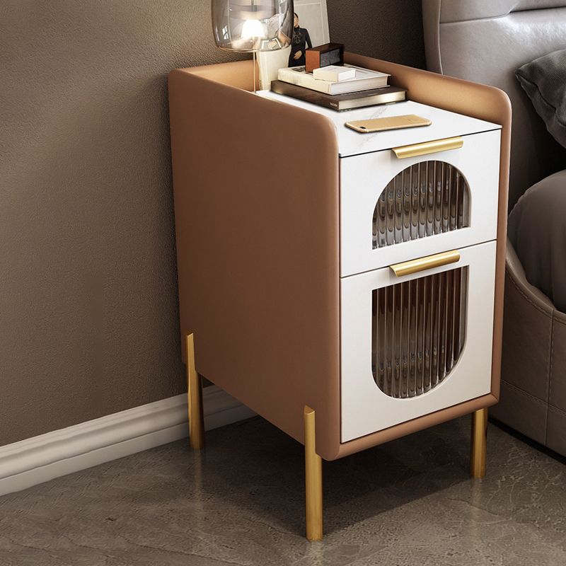 2つの引き出しを備えた現代のナイトスタンド16 "幅のソリッドウッドベッドサイドキャビネット