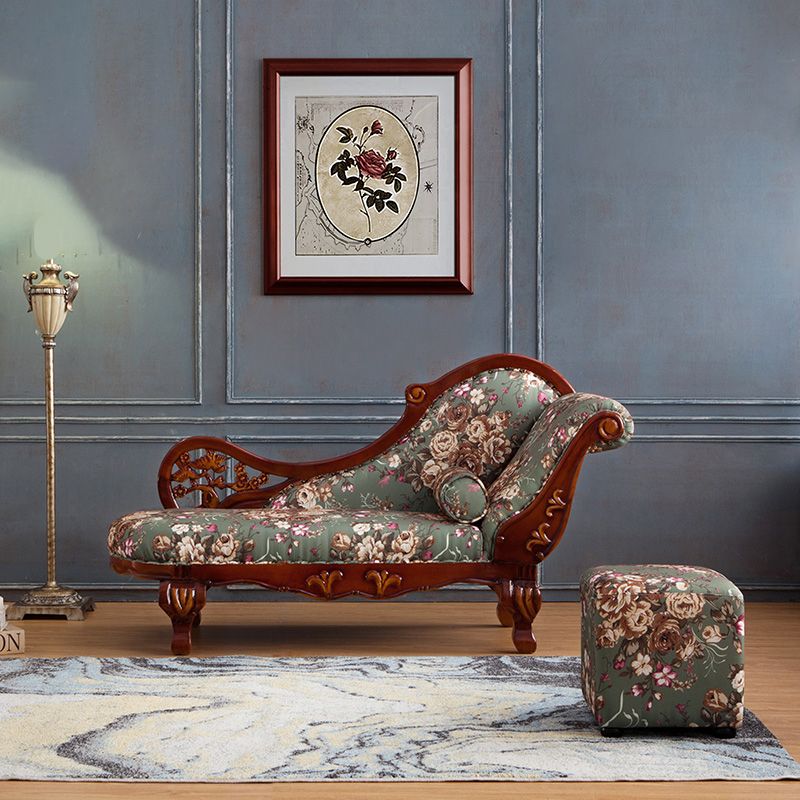 French Country Upholstered Chaise Lounge Couch One Armed Lounge Chair in Solid Wood Clearhalo 'Chairs & Seating' 'Chaise Lounge' 'chaise_lounge' 'furn' 'furn_chaise_lounge' 'Furniture' 'Living Room Furniture' 1200x1200_f6f26816-dc25-4946-8ff7-05c01b35c0b5