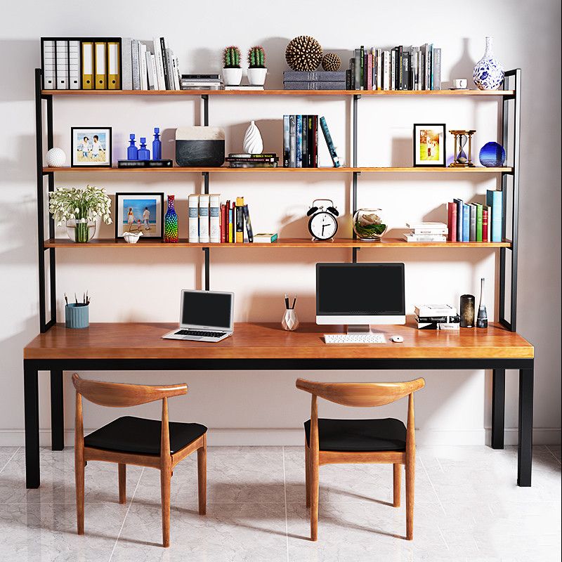 Rectangular Pine Writing Desk Solid Wood Top Desk with Black Metal Legs Clearhalo 'furn' 'furn_office_desk' 'Furniture' 'furniture_office_desk' 'Office Desks' 'Office Furniture' 'office_desk' 1200x1200_f6f31b7b-b162-4667-8a69-5c690c21bf9c