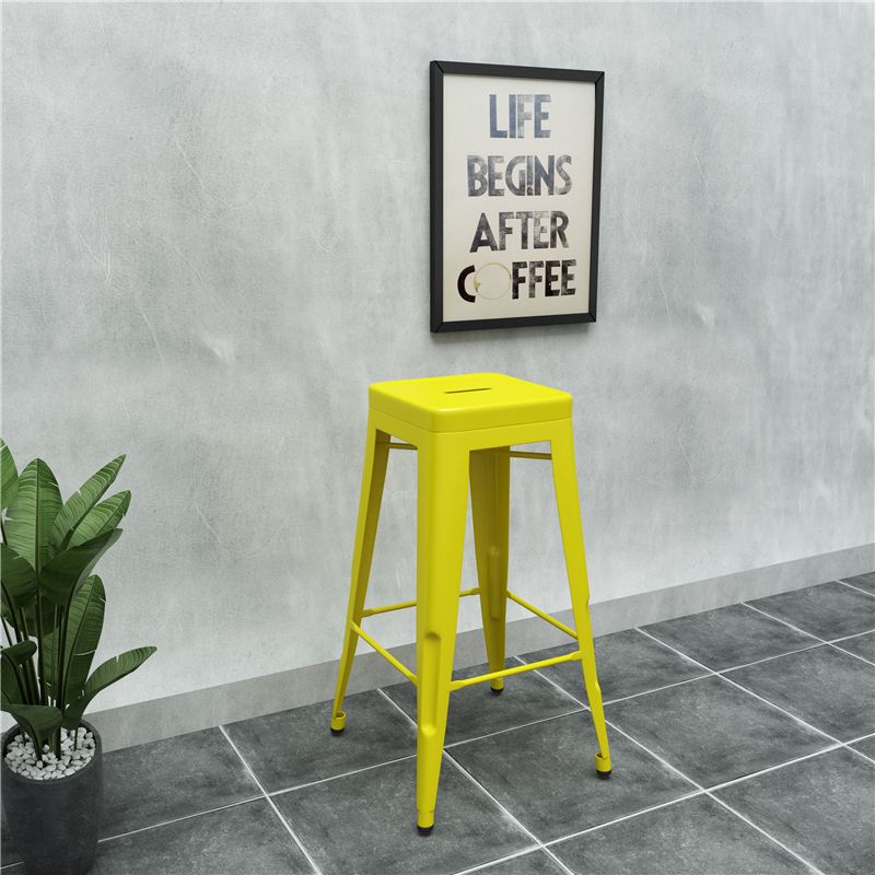 Industrial Iron 30" Barstool Indoor Stackable Tall Stool with Square Seat Clearhalo 'Bar Furniture' 'Bar Stools' 'bar_stools' 'furniture_bar_stools' 'Kitchen & Dining Furniture' 'kitchen&dining_furn' 'kitchen' 'kitchen_furn' Furniture' 1200x1200_f6f4c522-a6ff-410a-b4e0-c13a11dbb8d4