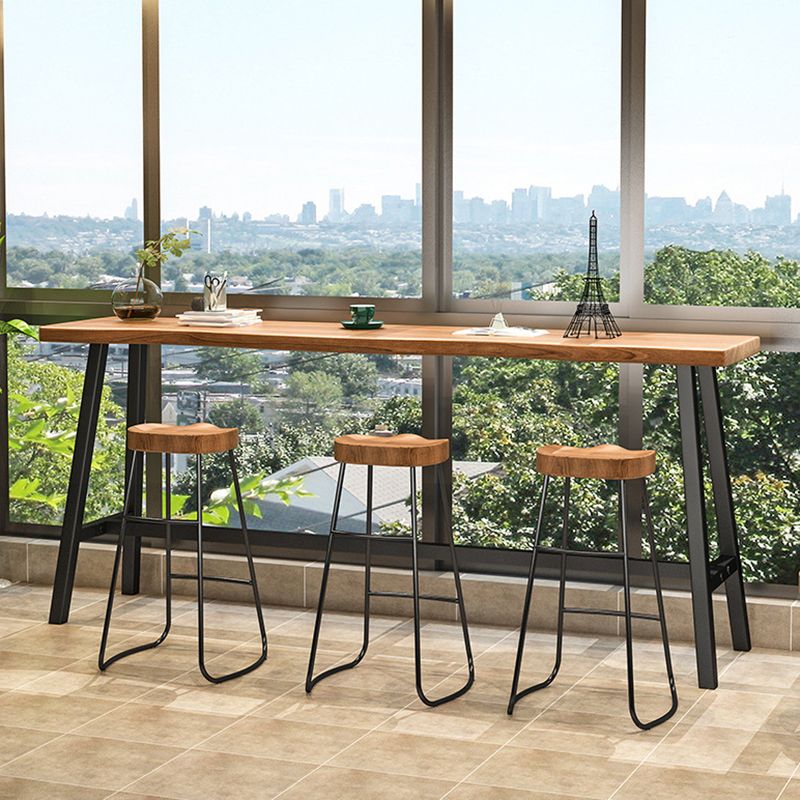 Rectangle Wood Bar Table Trestle Base Dining Table for Kitchen Living Room Clearhalo 'Bar Furniture' 'Bar Tables' 'bar_tables' 'furn' 'furn_bar_tables' 'Furniture' 'Kitchen & Dining Furniture' 1200x1200_f6f79ceb-8884-430c-b16e-44d4cedad138