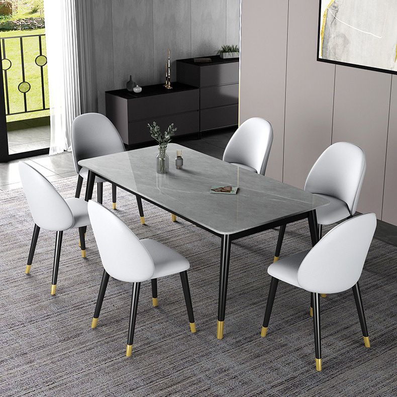 Set di tavoli da pranzo in ferro moderno 1/2/3/5/7 pezzi Dinette Set con top in pietra sinterizzata