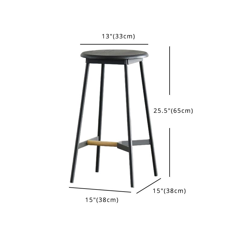 Modern Black Counter Bar Stool Wood Armless Bar Stool with Footrest and Iron Base Clearhalo 'Bar Furniture' 'Bar Stools' 'bar_stools' 'furn' 'furn_bar_stools' 'furniture_bar_stools' 'Kitchen & Dining Furniture' 'kitchen&dining_furn' 'kitchen' 'kitchen_furn' Furniture' 1200x1200_f6f91d8a-b9d9-45fe-aecb-e619a26376d5