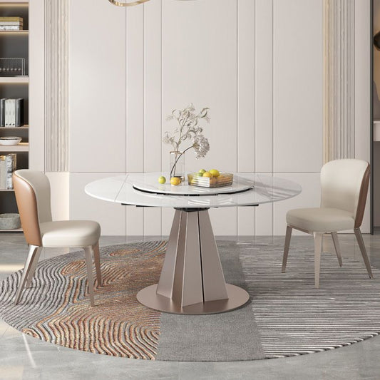 Nordic 1/4/5/6/7/9 Pieces Dining Set Stone Round Table and Leather Chairs Dinette Set Clearhalo 'Dining Room Sets' 'Dining Tables & Seating' 'dining_room_set' 'furn' 'furn_dining_room_set' 'Furniture' 'furniture_dining_room_set' 'Kitchen & Dining Furniture' 'kitchen&dining_furn' 'kitchen' 1200x1200_f6f9e070-373d-42d9-a6d0-e4a9b11caba6