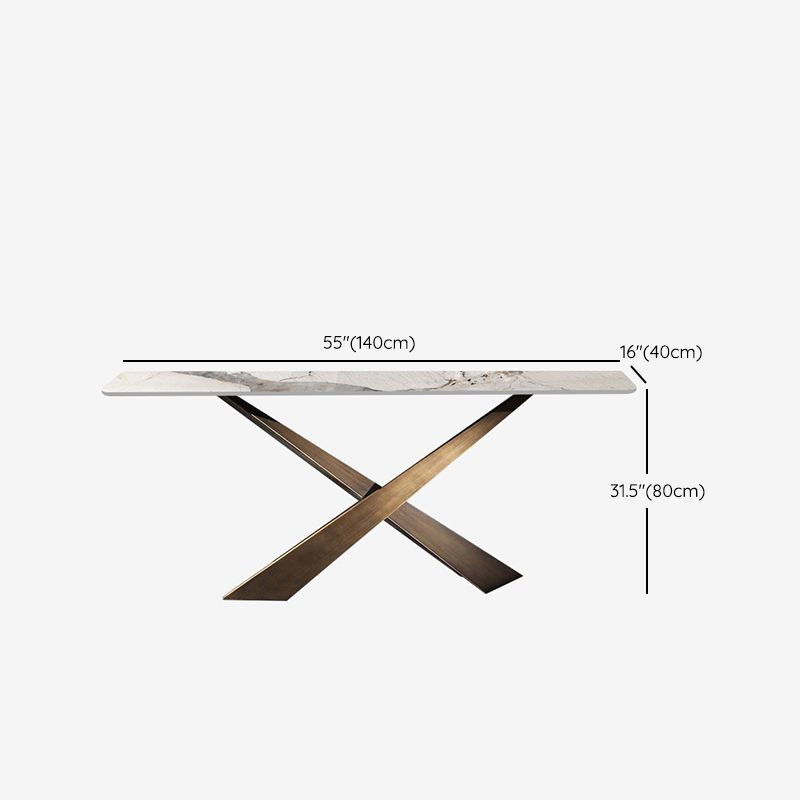 16 inch Wide Modern Accent Table Rectangle Shape Stone Console Table for Hall