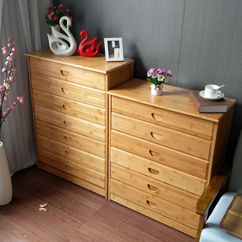 Contemporary Brown Accent Chest Rectangle Chest with Grooves Drawers