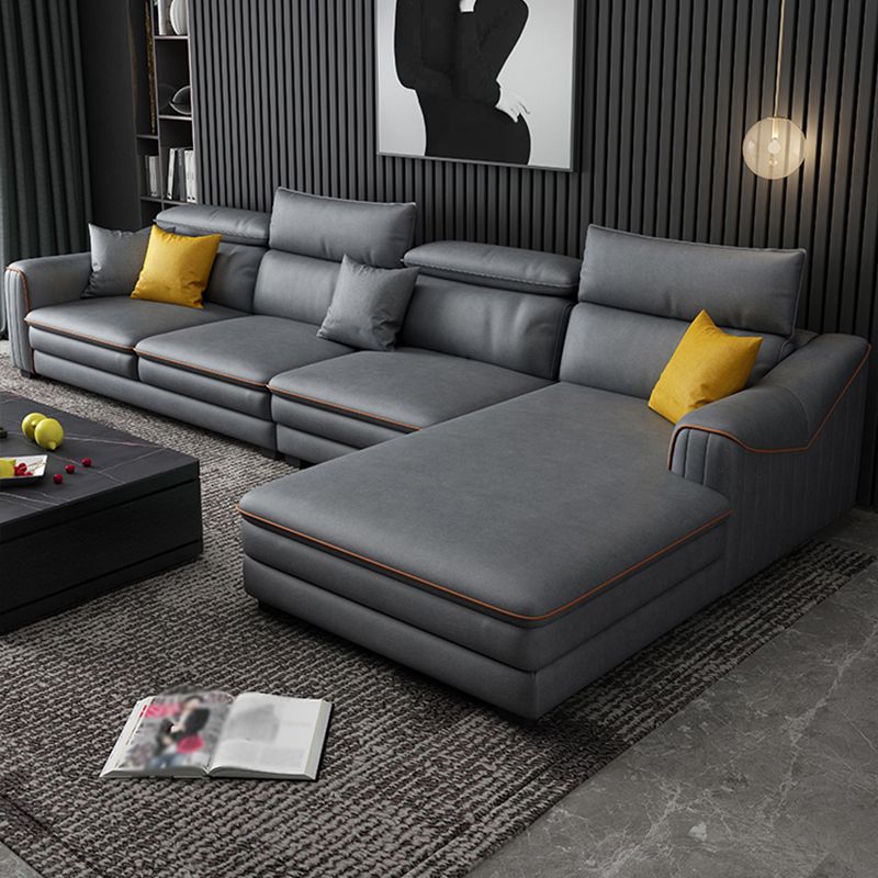 35.43"H Modern Cushion Back Sectional Faux Leather Square Arm Sofa and Chaise Clearhalo 'furn' 'furn_sectionals' 'Furniture' 'furniture_sectionals' 'Living Room Furniture' 'Sectionals' 1200x1200_f6fd4d2f-2c70-4988-aa6b-4a37849d9369