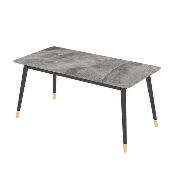 Rectangular Sintered Stone Dining Table Luxury White Furniture with Steel 4 Legs for Home Clearhalo 'Dining Tables & Seating' 'Dining Tables' 'dining_table' 'furn' 'furn_dining_table' 'Furniture' 'Kitchen & Dining Furniture' 1200x1200_f6fd7def-67bf-4adc-8c86-638e7fbfab22