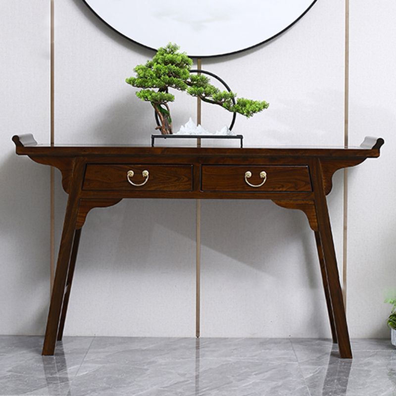 Rectangle Contemporary Console Table Dark Brown Elm Console Sofa Table