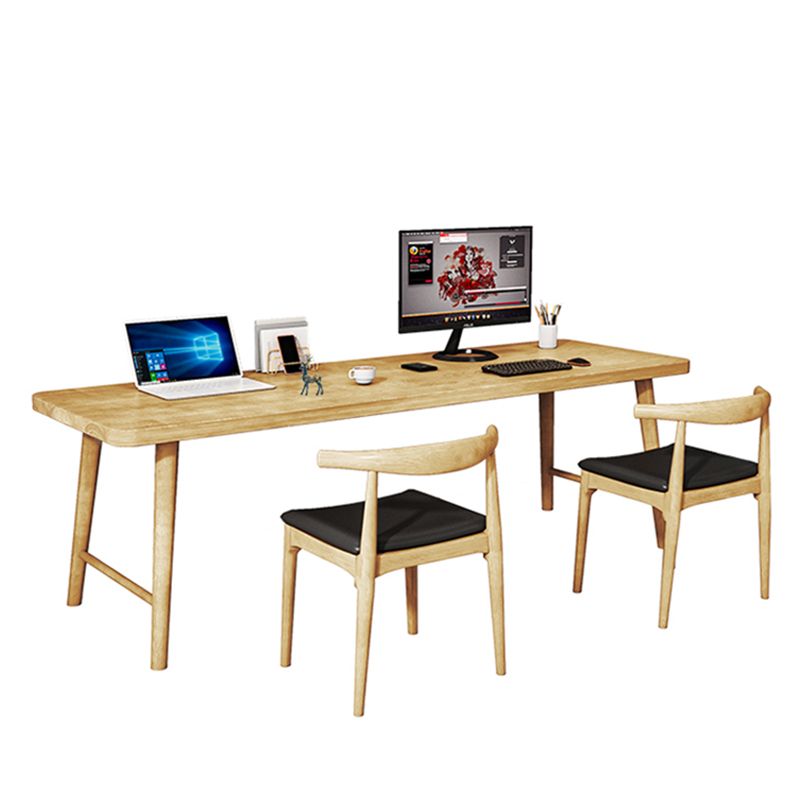 Modern Solid Wood Writing Desk 29.53" Tall Rectangle Office Desk with H-Base Clearhalo 'furn' 'furn_office_desk' 'Furniture' 'Office Desks' 'Office Furniture' 'office_desk' 1200x1200_f7000250-8e1f-43e8-80cd-d27153065398