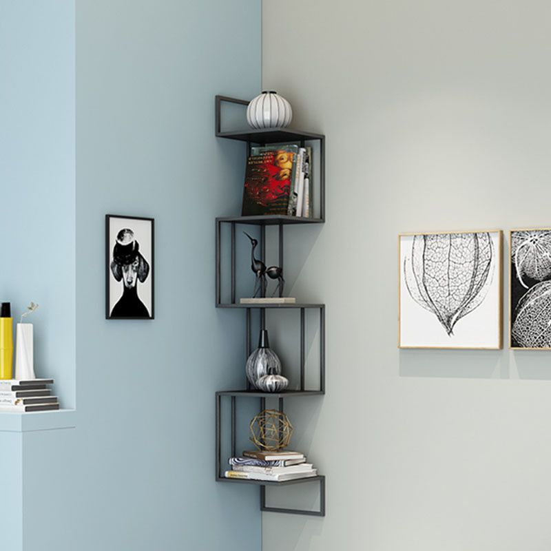 5 scaffali moderni libreria in metallo moderno scaffale a parete montato per soggiorno, 48 "h x 8.5" w