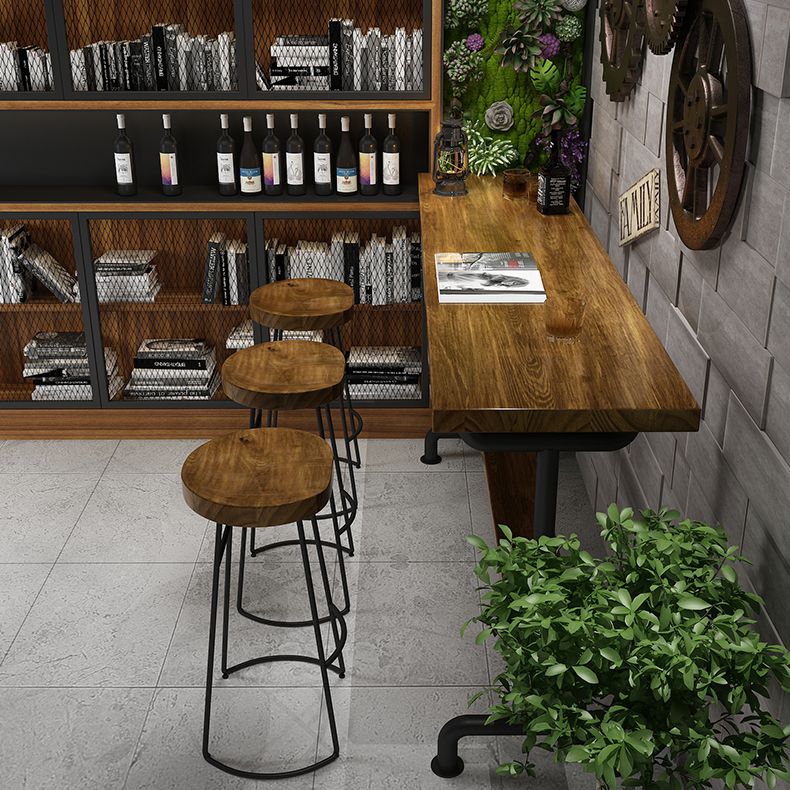 Light Brown Industrial Style Bar Table in Iron and Solid Wood Bar Table Clearhalo 'Bar Furniture' 'Bar Tables' 'bar_tables' 'furn' 'furn_bar_tables' 'Furniture' 'furniture_bar_tables' 'Kitchen & Dining Furniture' 1200x1200_f70284cc-7832-4b53-9ea2-a5a5067f14ee