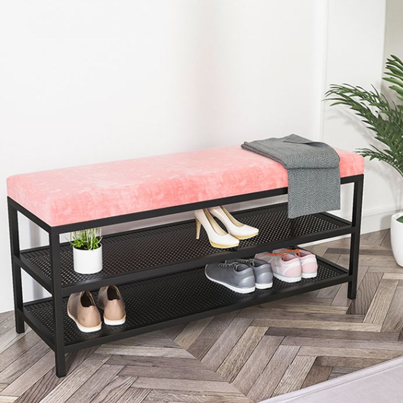 Glam Entryway Bench Cushioned Metal Seating Bench with Shoe Storage Clearhalo 'Benches' 'Chairs & Seating' 'furn' 'furn_benches' 'Furniture' 'Living Room Furniture' 1200x1200_f702946d-ab43-44aa-90a8-10717f2da900