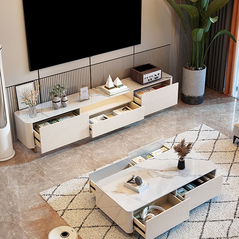 Modern TV Media Console Stone TV Stand Console with 3 Drawers Clearhalo 'furn' 'furn_tv_stands_entertainment_centers' 'Furniture' 'Living Room Furniture' 'TV Stands & Entertainment Centers' 'TV Stands & Media Storage Furniture' 'tv_stands_entertainment_centers' 1200x1200_f703bba8-1f8e-45f1-b173-362192523560