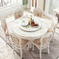 Stone Top Dining Table Round Dining Table with Pedestal Base in White