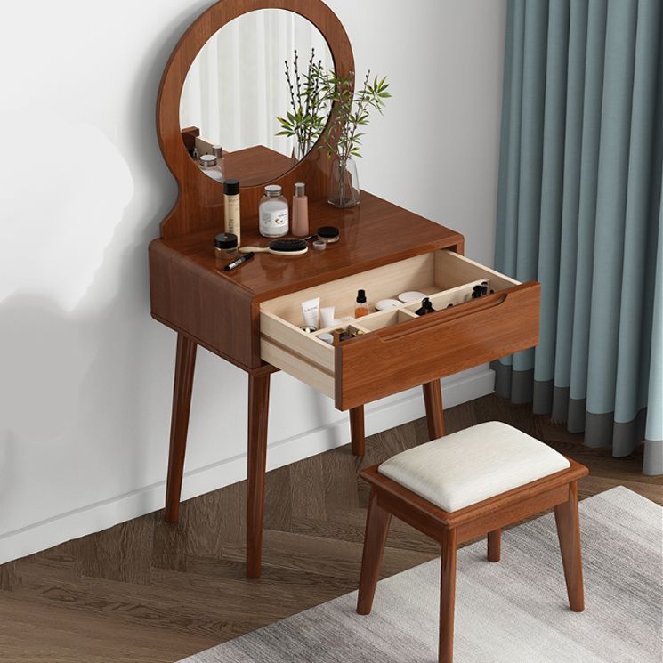 Scandinavisch massief houten dressoir 1-lading ijdelheid tafel met ontlasting en spiegel