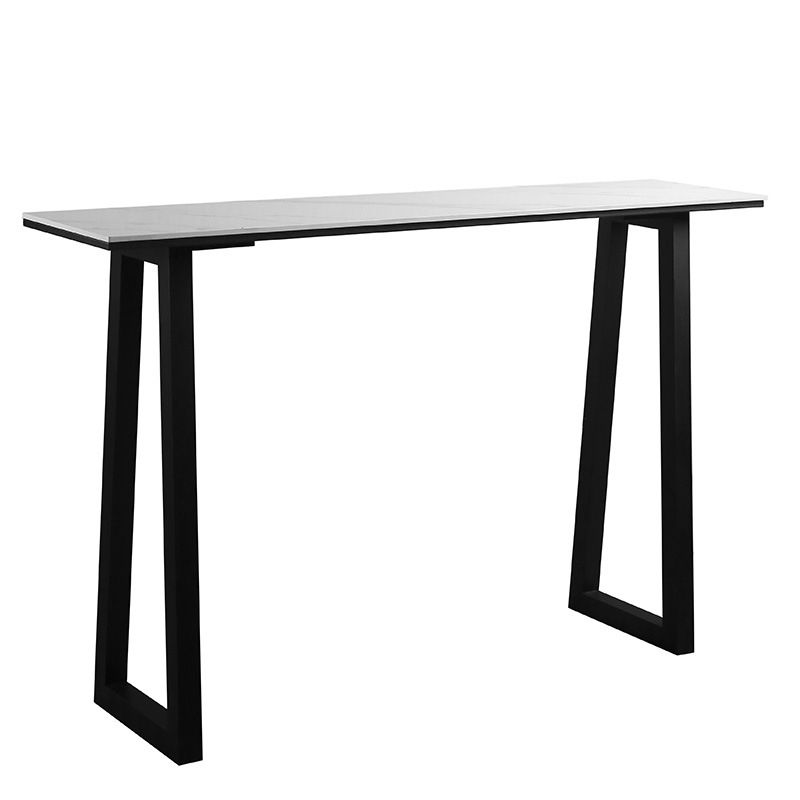 Mesa de bar de piedra sinterizada, mesa de comedor con base de trineo rectangular para cocina y sala de estar