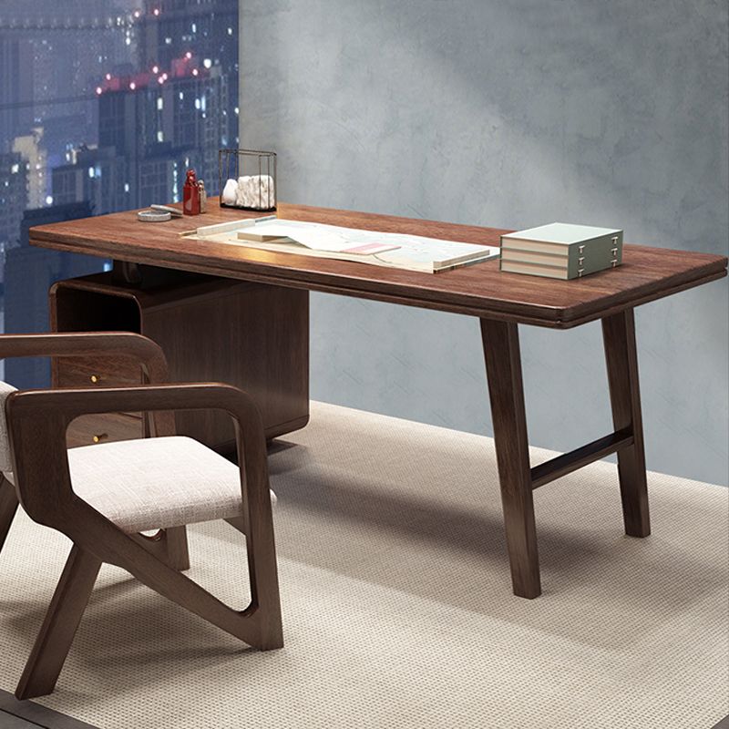 Bureau d'écriture en bois massif bureau de bureau piédestal avec 2 tiroirs pour salle d'étude