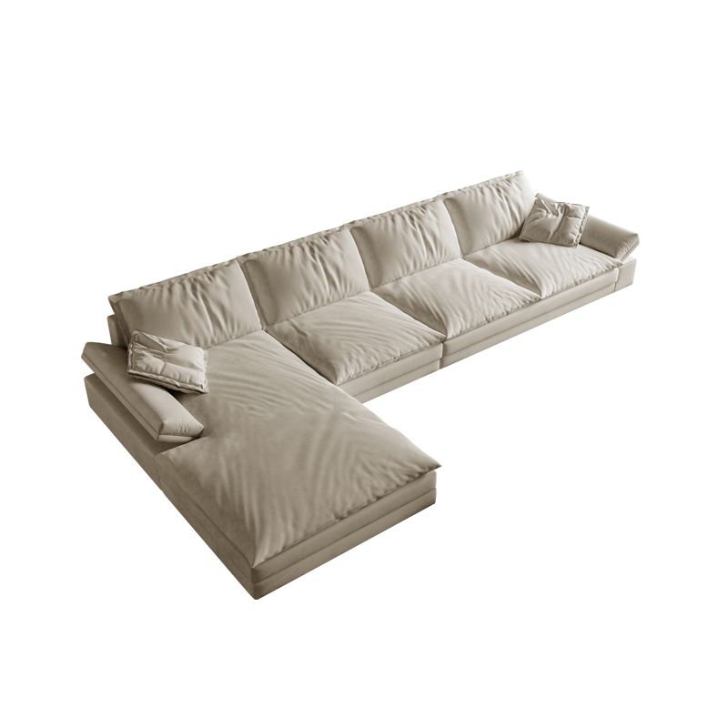 31.5"H White Faux Leather Pillow Top Arm Sofa & Chaise for Living Room