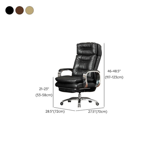 Fixed Arms Leather Desk Chair Modern Adjustable Seat Height Swivel Chair with Wheels Clearhalo 'furn' 'furn_office_chair' 'Furniture' 'Office Chairs' 'Office Furniture' 'office_chair' 1200x1200_f70c4c27-e97d-40f0-b310-738727c88e18