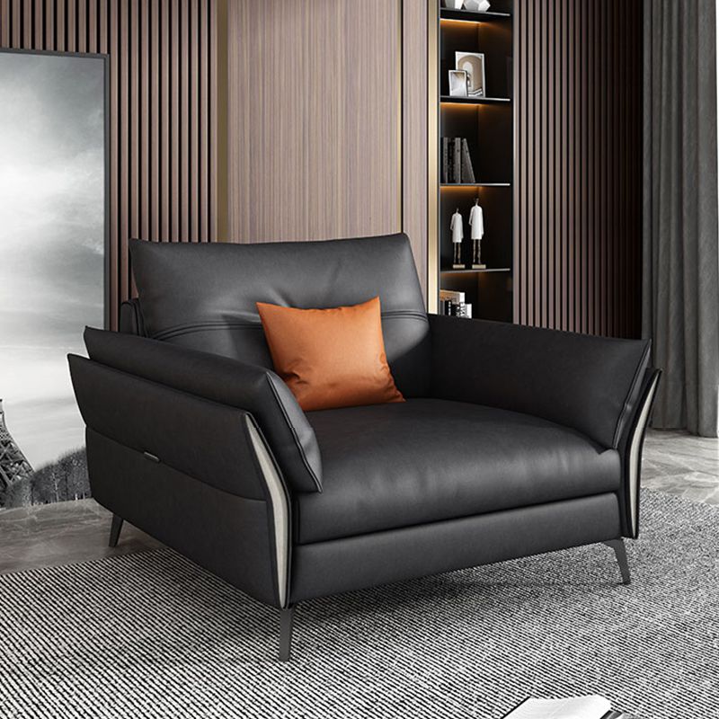 Mid Century Faux Leather Sectional Flared Arm Sectional Set in Black Clearhalo 'furn' 'furn_sectionals' 'Furniture' 'Living Room Furniture' 'Sectionals' 1200x1200_f70d21db-2f69-42ba-8501-c02191d3e416