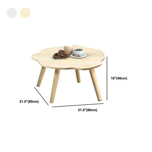 Modern Wooden Free Form Coffee Table with 4 Natural Wooden Legs