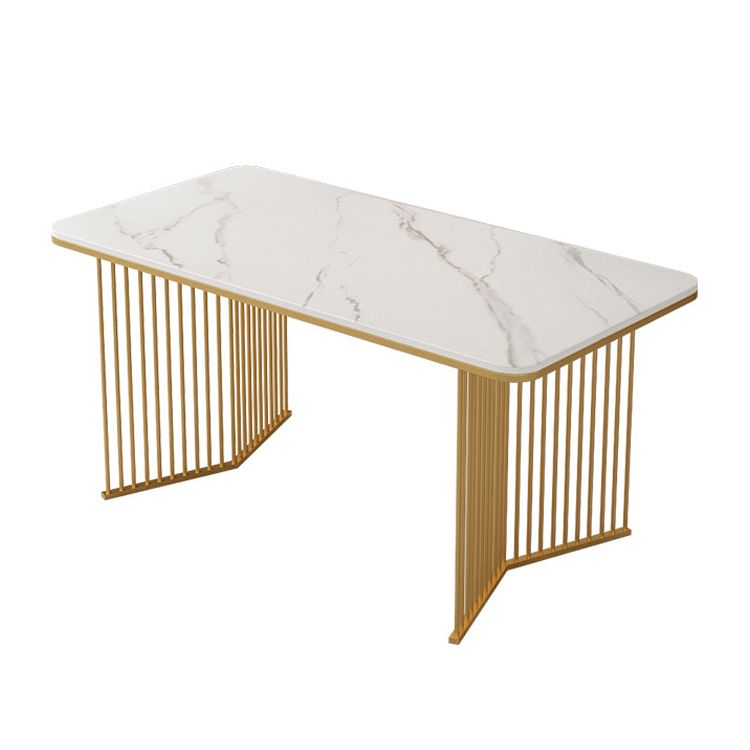 Glam Stone Double Pedestal Dining Table Matte Finish Rectangle Table for Kitchen Clearhalo ' dining_table' 'Dining Tables & Seating' 'Dining Tables' 'furn' 'furn_dining_table' 'Furniture' 'furniture_dining_table' 'Kitchen & Dining Furniture' 'kitchen&dining_furn' 'kitchen' 'kitchen_dining_table' 1200x1200_f71065d8-b1c0-4c4b-862a-3acef7178cb7