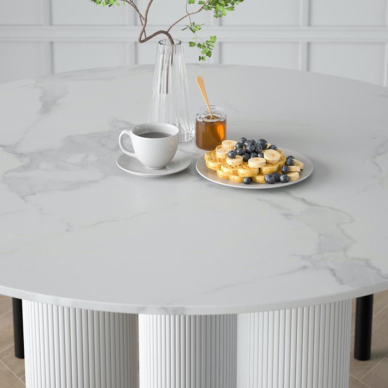 Stone Contemporary Round Dining Table Matte Finish 3 Legs Table for Kitchen Clearhalo 'Dining Tables & Seating' 'Dining Tables' 'dining_table' 'furn' 'furn_dining_table' 'Furniture' 'furniture_dining_table' 'Kitchen & Dining Furniture' 'kitchen' 'kitchen_dining_table' 1200x1200_f711f373-0761-4503-b554-2b802cbf6f21