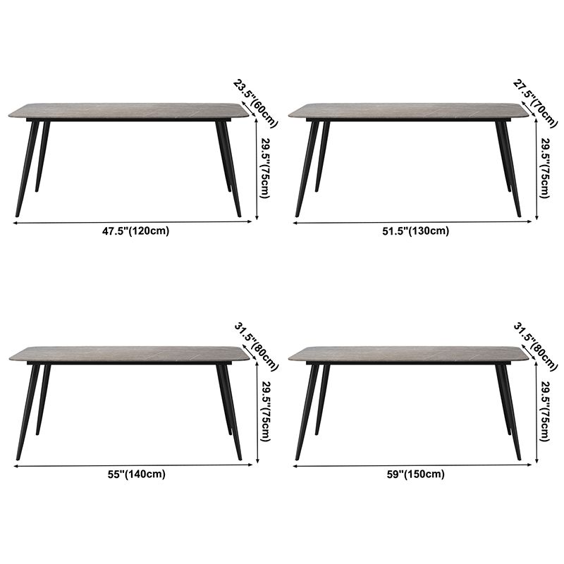 Metal Modern Rectangular Table Sintered Stone Table for Dining Room and Kitchen Clearhalo ' dining_table' 'Dining Tables & Seating' 'Dining Tables' 'furn' 'furn_dining_table' 'Furniture' 'furniture_dining_table' 'Kitchen & Dining Furniture' 'kitchen&dining_furn' 'kitchen' 'kitchen_dining_table' 1200x1200_f71383f9-c0f4-452b-87ad-1e2cdd9e8746