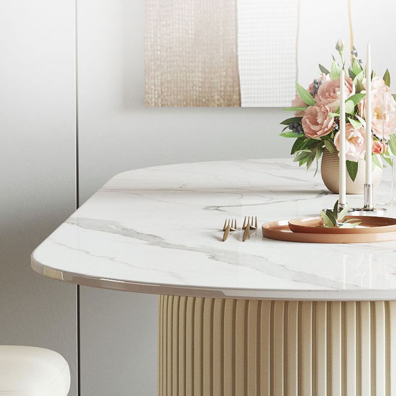 Dining Room Dinner Kitchen Table Simple Pedestal Stone Dining Table Clearhalo 'Dining Tables & Seating' 'Dining Tables' 'dining_table' 'furn' 'furn_dining_table' 'Furniture' 'Kitchen & Dining Furniture' 1200x1200_f717084f-239d-4701-88d7-ecbffe604bef