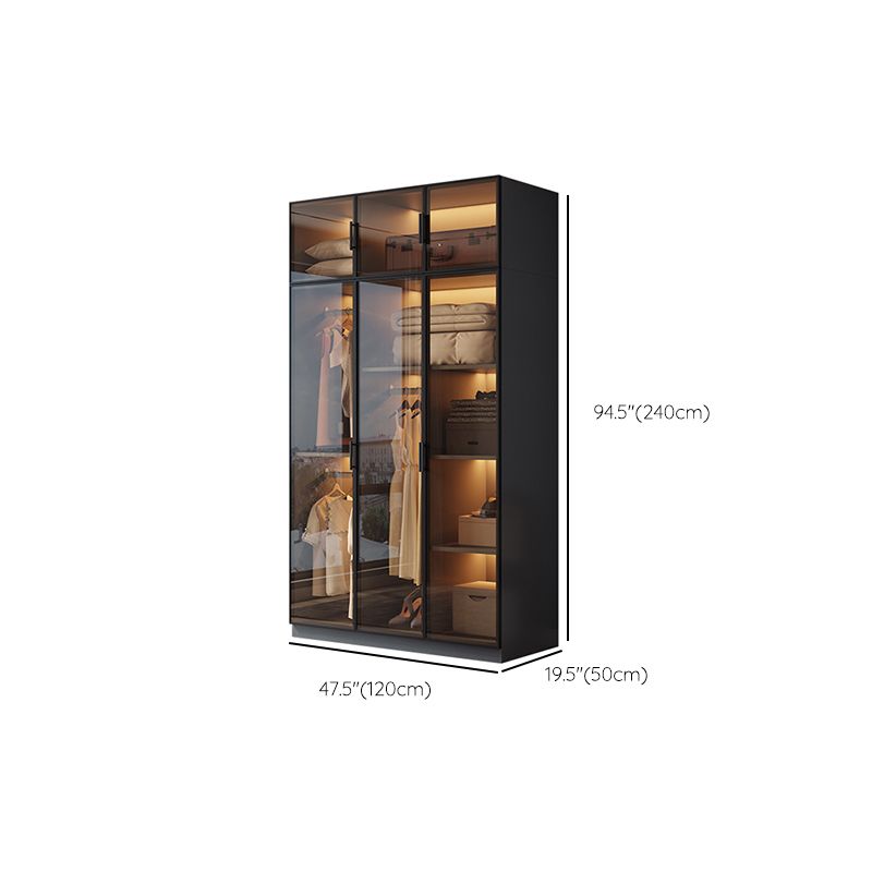 Freestanding Tempered Glass Wardrobe Modern Wardrobe with Garment Rod Clearhalo 'Armoires & Wardrobes' 'armoires_wardrobes' 'Bedroom Furniture' 'furn' 'furn_armoires_wardrobes' 'Furniture' 1200x1200_f7180e7b-2ece-4b0f-97f3-aec451f2b377
