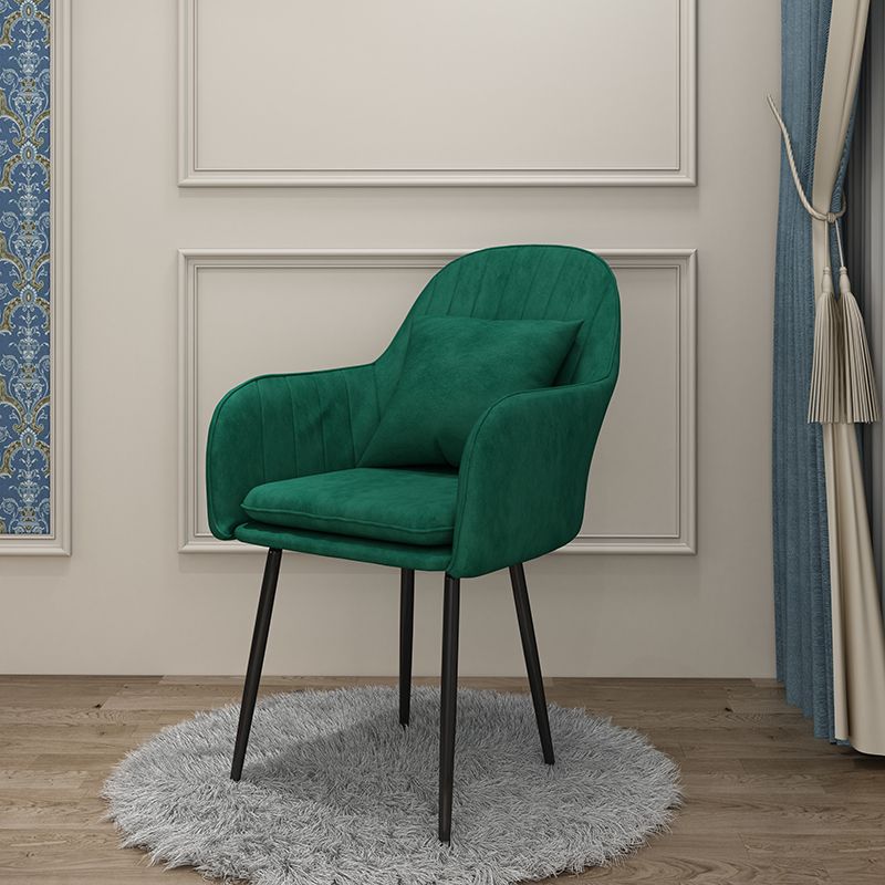 Glam Dining Arm Chair Solid Back Side Chair with 4 Metal Legs for Home Use Clearhalo ' kitchen&dining_furn' 'Dining Chairs' 'Dining Tables & Seating' 'dining_chair' 'furn' 'furn_dining_chair' 'Furniture' 'furniture_dining_chair' 'Kitchen & Dining Furniture' 'kitchen' 1200x1200_f71a0d7c-2e11-40c1-9b6e-7475ce0fd9a1