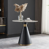 Glam Round Sintered Stone Dining Table Set 1/2/3/4 Pieces Dining Set for Home Use Clearhalo 'Dining Room Sets' 'Dining Tables & Seating' 'dining_room_set' 'furn' 'furn_dining_room_set' 'Furniture' 'furniture_dining_room_set' 'Kitchen & Dining Furniture' 1200x1200_f71a8ef2-1f47-49b0-bb42-49a11ffe6402