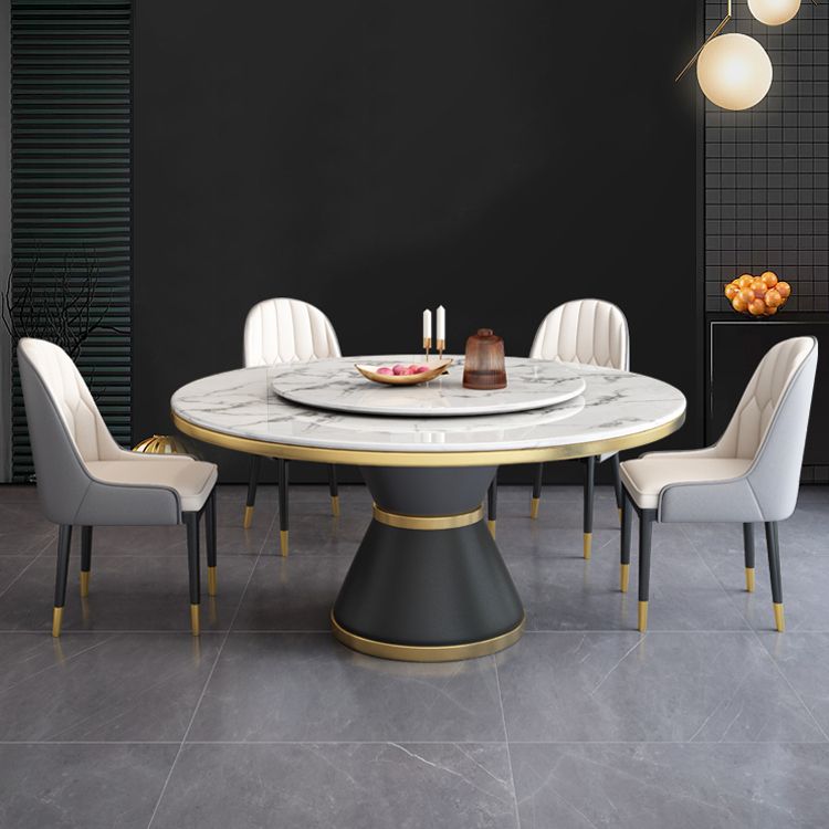 Marble Dining Table Luxury Style Single Pedestal Base Round Scratch Resistant Table for Home Clearhalo ' dining_table' 'Dining Tables & Seating' 'Dining Tables' 'furn' 'furn_dining_table' 'Furniture' 'furniture_dining_table' 'Kitchen & Dining Furniture' 'kitchen&dining_furn' 'kitchen' 'kitchen_dining_table' 1200x1200_f71b5923-3f59-463c-8ab3-8313ae15ee14