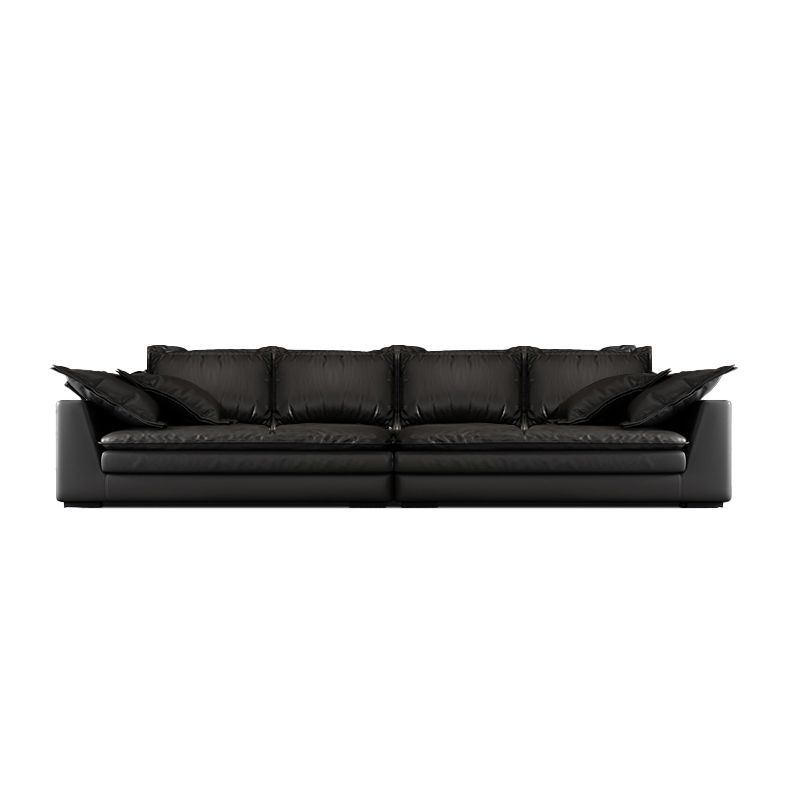 Black Stain Resistant Contemporary Faux Leather Square Arm Sofa with Bolster Pillows Clearhalo 'furn' 'furn_sofas' 'Furniture' 'furniture_sofas' 'kitchen' 'kitchen_sofas' 'Living Room Furniture' 'Sofa' 'sofas' 1200x1200_f71d2be5-2e46-4e60-baf2-7c507c78954b
