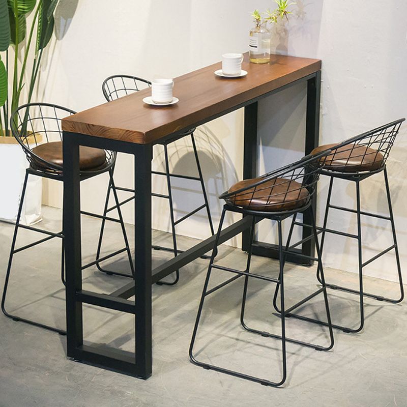 Industrial Style 1/2/3/5 Pieces Bar Table Set Rectangle Bar Table with High Wood Stools Clearhalo 'Bar Furniture' 'furn' 'furn_home_bar_bar_sets' 'Furniture' 'Home Bars & Bar Sets' 'home_bar_bar_sets' 'Kitchen & Dining Furniture' 1200x1200_f71d32ba-8794-4fef-b292-220cf237deb9