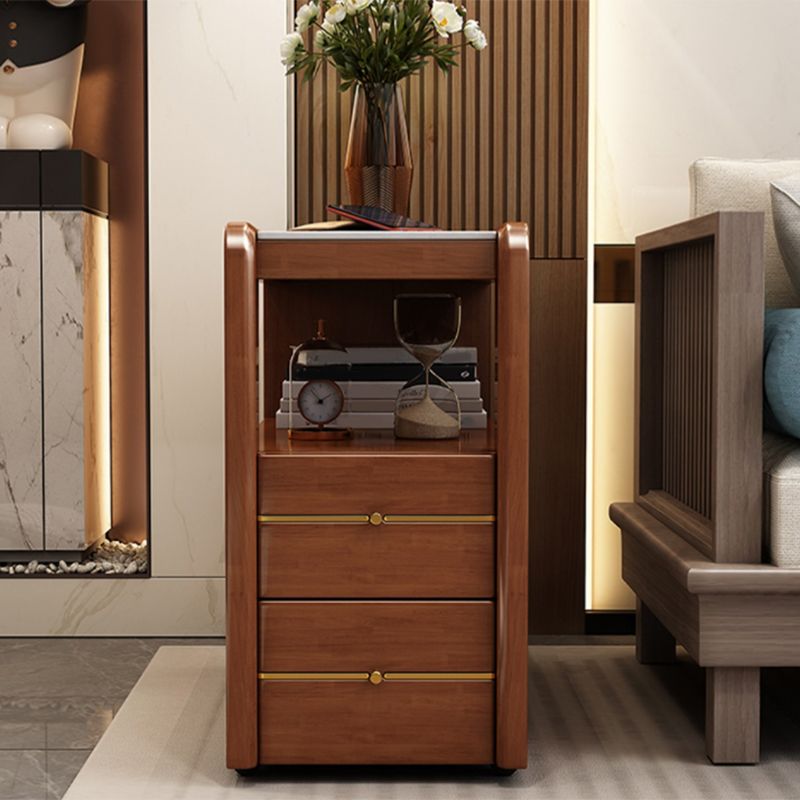 Mesa auxiliar de la sala de estar Madera maciza con mesa de esquina rectangular de almacenamiento