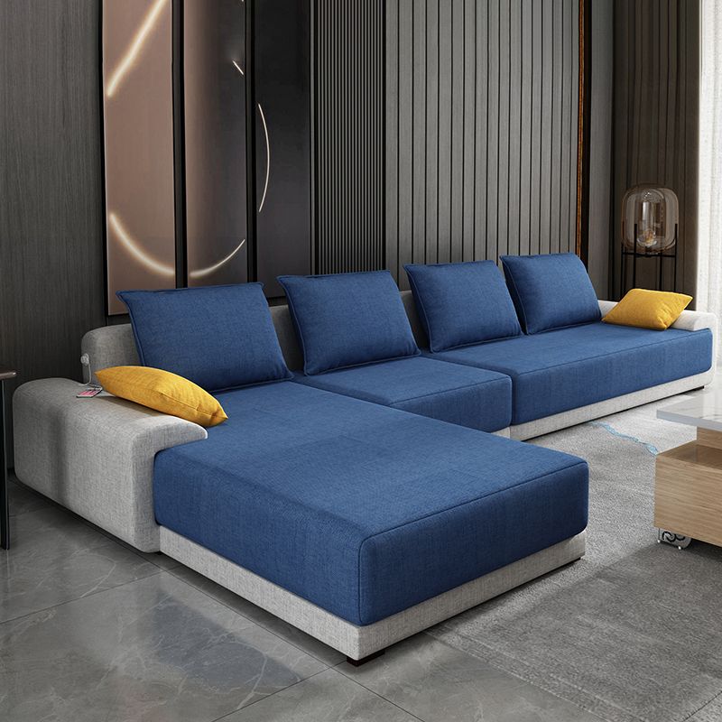 Scandinavian L-Shape Slipcovered Sofa and Chaise Pillow Back Cushions Sectional Clearhalo 'furn' 'furn_sectionals' 'Furniture' 'furniture_sectionals' 'Living Room Furniture' 'Sectionals' 1200x1200_f71e6f6c-d5ea-4558-9659-e31491d87289